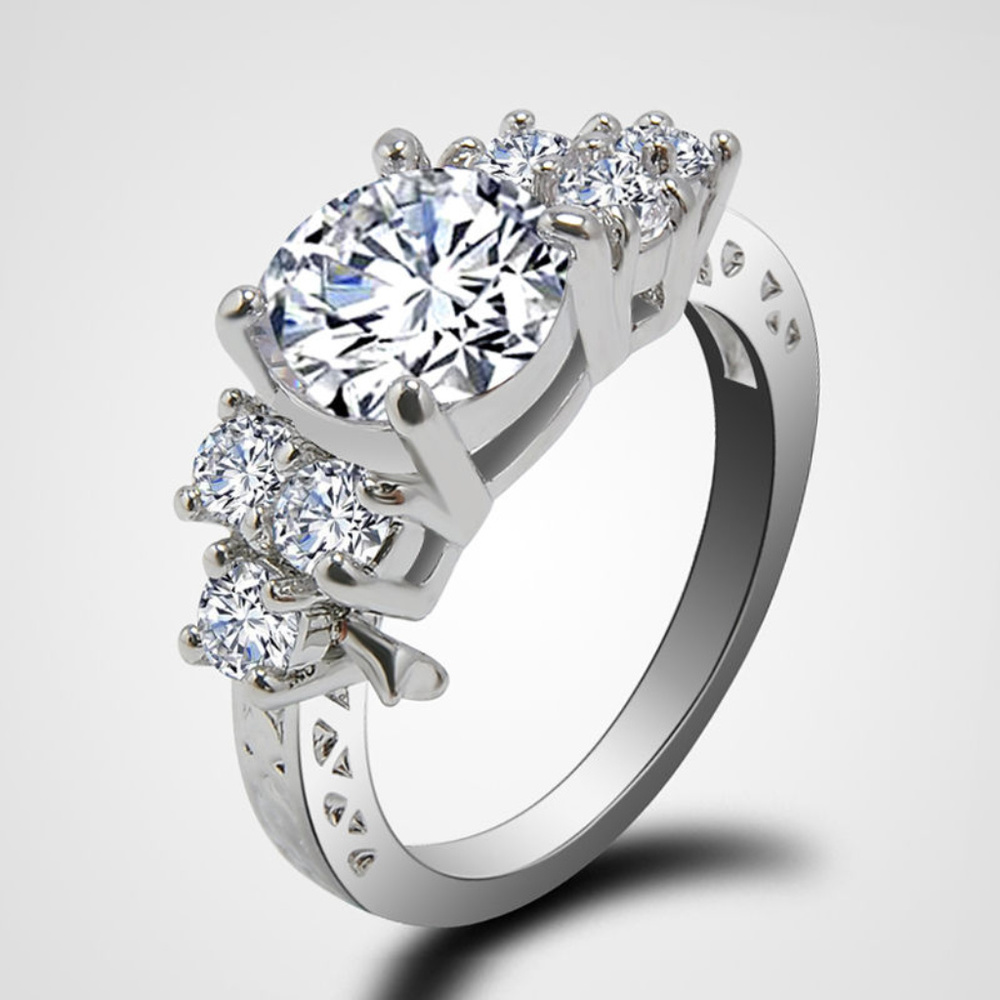 Ring ~ .925 Sterling Silver ~ CZ ~ Sapphire Cluster - Picture 3 of 8